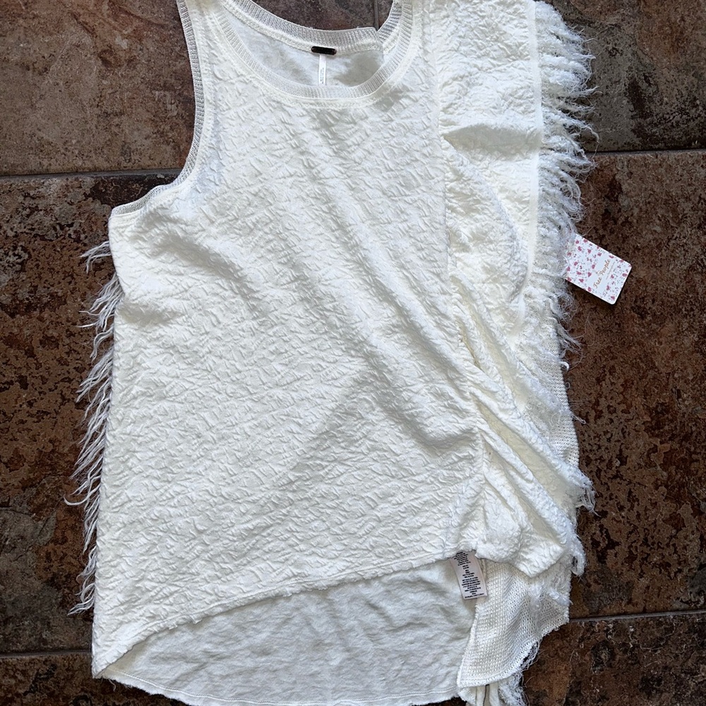 Free People Cream Textured Tank Top